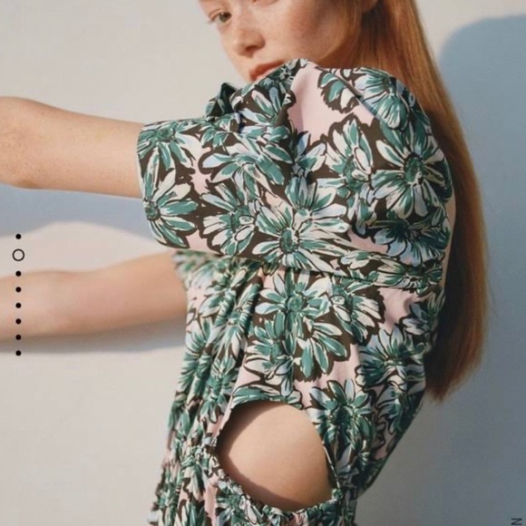 Zara Floral Print Midi Dress with side cutouts - Picture 3 of 9